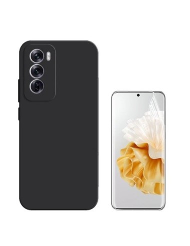 Kit Película Hydrogel Full Cover Frente + Capa Silicone Líquido Phonecare Compativel Com Oppo Reno12 - Preto