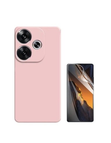 Kit Película Hydrogel Full Cover Frente + Capa Silicone Líquido Phonecare Compativel Com Xiaomi Poco F6 - Rosa