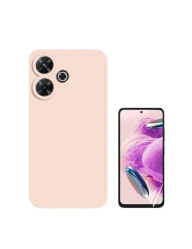 Kit Película Hydrogel Full Cover Frente + Capa Silicone Líquido Phonecare Compativel Com Xiaomi Redmi 13 - Rosa