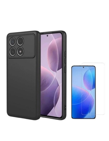 Kit Vidro Temperado Clearglass + Capa Silicone Líquido Phonecare Compativel Com Xiaomi Poco F6 Pro - Preto