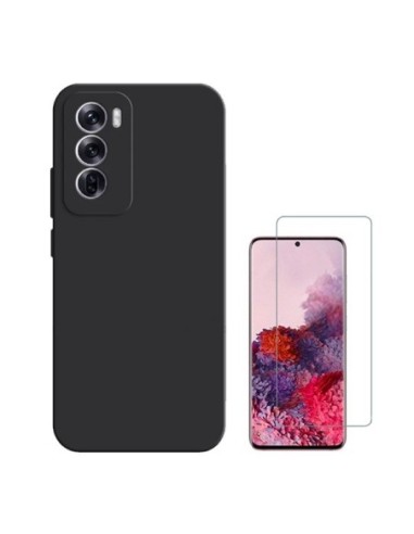 Kit Vidro Temperado Clearglass + Capa Silicone Líquido Phonecare Compativel Com Oppo Reno12 - Preto