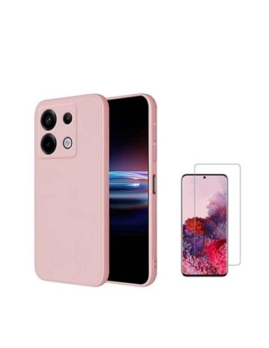 Kit Vidro Temperado Clearglass + Capa Silicone Líquido Phonecare Compativel Com Xiaomi Redmi Note 13 Pro 4G - Rosa