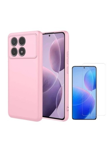 Kit Vidro Temperado Clearglass + Capa Silicone Líquido Phonecare Compativel Com Xiaomi Poco F6 Pro - Rosa