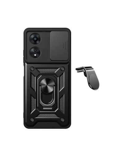 Kit Suporte Magnético L + Capa Military Defender Slide Window Phonecare Compativel Com Oppo A60 - Preto