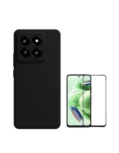 Kit Película de Vidro Temperado 5D Full Cover + Capa Silicone Líquido Phonecare para Xiaomi 14 - Preto