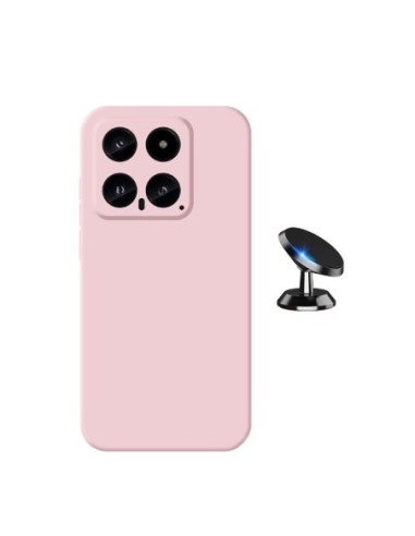 Kit Suporte Magnético de Carro + Capa Silicone Líquido Phonecare para Xiaomi 14 - Rosa