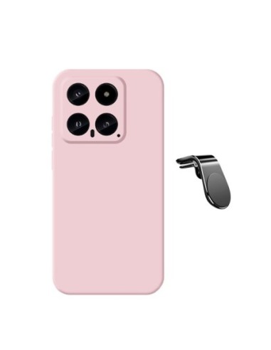 Kit Suporte Magnético L Safe Driving Carro + Capa Silicone Líquido Phonecare para Xiaomi 14 - Rosa