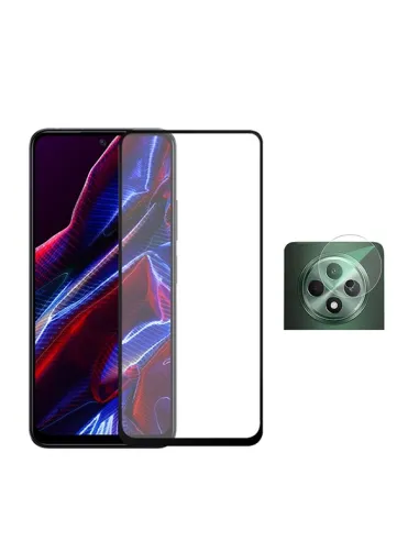 Kit Película de Camara Traseira + Vidro Temperado Full Cover Premium  Para Oppo Reno12 F - Transparente/Preto