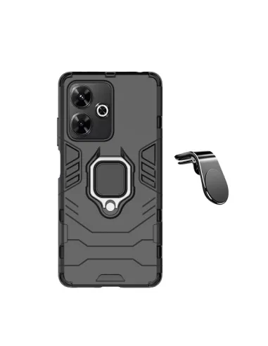 Kit Suporte Magnético L + Capa Military  Para Xiaomi Redmi 13 - Preto