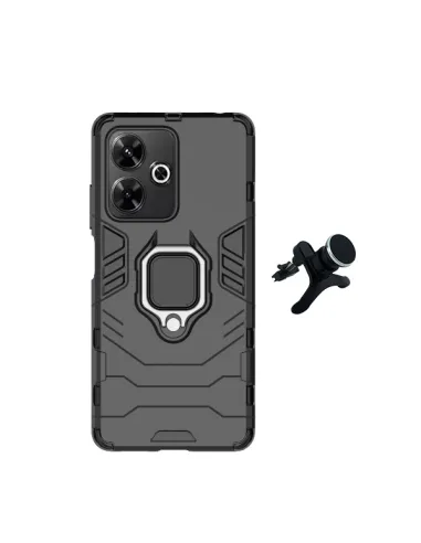 Kit Suporte Magnético Reforçado + Capa Military  Para Xiaomi Poco M6 4G - Preto