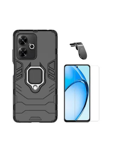 Kit Vidro Temperado Clearglass + Capa Military + Suporte Magnético L Safe  Para Xiaomi Redmi 13 - Preto