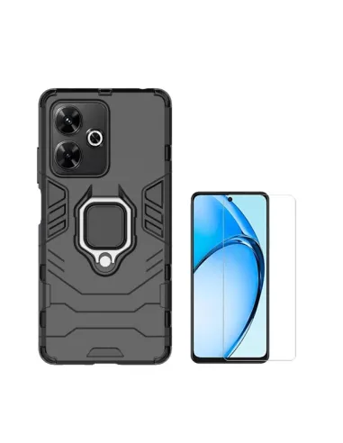 Kit Vidro Temperado Clearglass + Capa Military  Para Xiaomi Poco M6 4G - Preto