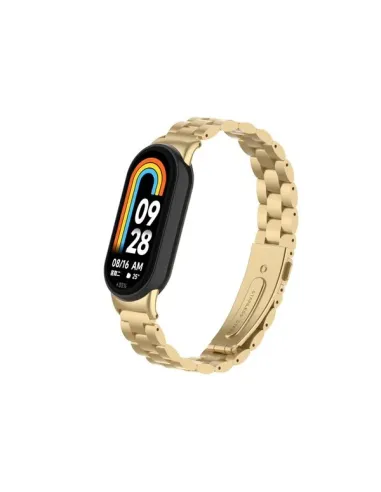 Bracelete Aço Stainless Lux  Para Xiaomi Smart Band 9 - Ouro