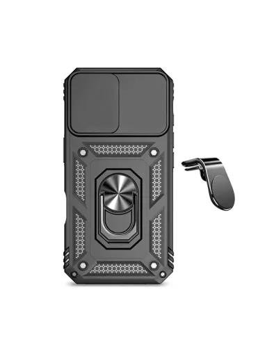 Kit Suporte Magnético L + Capa Magnetic Slide Window  Para Apple iPhone 16 Plus - Preto