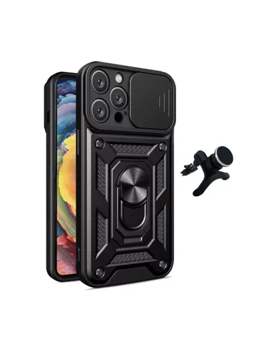 Kit Suporte Magnético Reforçado + Capa Magnetic Slide Window  Para Apple iPhone 16 Pro - Preto