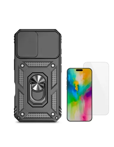 Kit Vidro Temperado Clearglass + Capa Magnetic Slide Window  Para Apple iPhone 16 - Preto