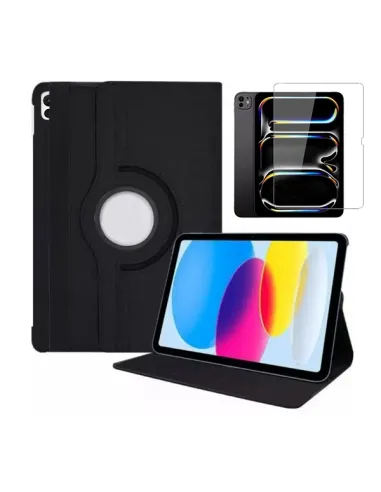 Kit Capa 360 Rotation + Vidro Premium Full Cover Para Apple Apple iPad Pro 11 (2024) - Preto