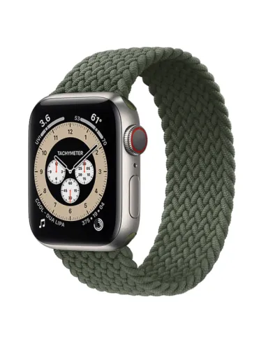 Bracelete Braided Solo Nylonsense  Para Apple Watch Series 10 - 42mm (Pulso:142-152mm) - Verde Escuro