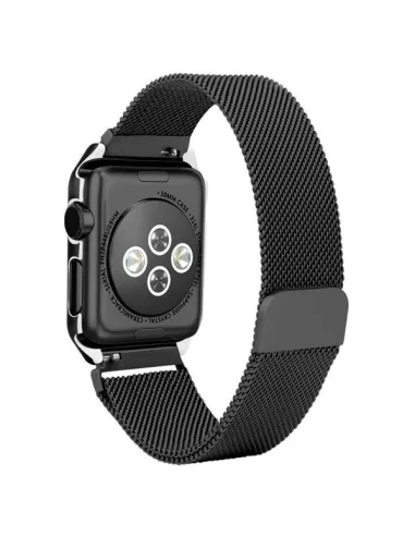 Bracelete Milanese Loop Fecho Magnético  Para Apple Watch Series 10 - 42mm - Preto