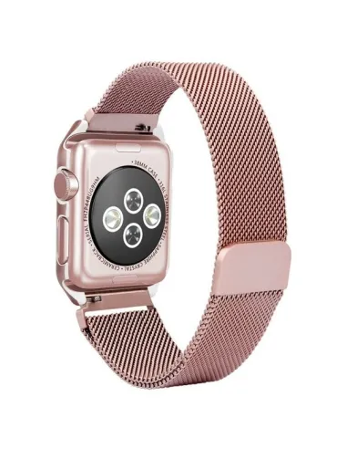 Bracelete Milanese Loop Fecho Magnético  Para Apple Watch Series 10 - 42mm - Rosa