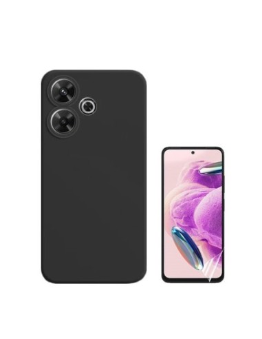 Kit Película Hydrogel Full Cover Frente + Capa Silicone Líquido Phonecare Compativel Com Xiaomi Redmi 13 5G - Preto