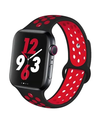 Bracelete Sportystyle  Para Apple Watch Series 10 - 42mm - Preto / Vermelho