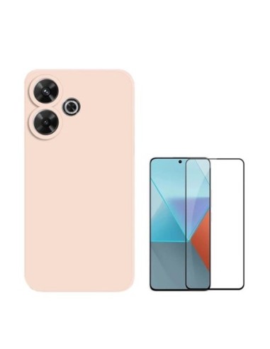 Kit Película de Vidro Temperado 5d Full Cover + Capa Silicone Líquido Phonecare Compativel Com Xiaomi Redmi 13 5G - Rosa