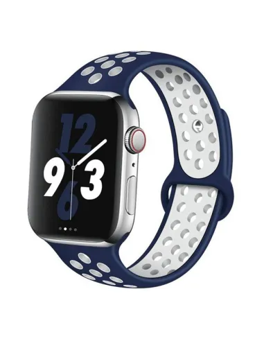 Bracelete Sportystyle  Para Apple Watch Series 10 - 46mm - Azul Escuro / Branco