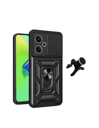 Kit Suporte Reforçado + Capa Magnetic Military Defender Slide Window Phonecare Compativel Com Xiaomi Redmi 13 5G - Preto