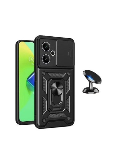 Kit Suporte de Carro + Capa Defender Slide Window Anti-Impacto Compativel Com Xiaomi Redmi 13 - Preto