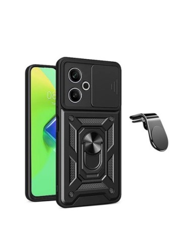 Kit Suporte L + Capa Military Defender Slide Window Phonecare Compativel Com Xiaomi Poco M6 4G - Preto