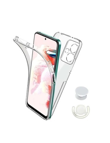 Kit Capa 3x1 360° Impact Protection + 1 Gripholder + 1 Suporte Gripholder Branco Compativel Com Xiaomi Redmi 13 - Transparente/Branco