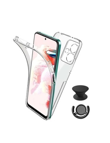 Kit Capa 3x1 360° Impact Protection + 1 Gripholder + 1 Suporte Gripholder Preto Compativel Com Xiaomi Poco M6 4G - Transparente/Preto