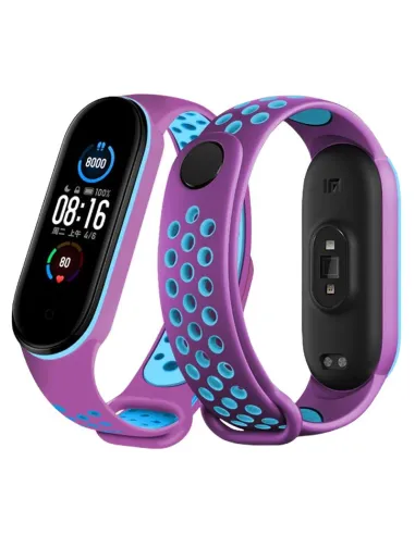 Bracelete SportyStyle para AmazFit Band 5 - Violeta / Azul