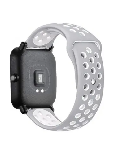 Bracelete SportyStyle para AmazFit Bip 3 - Cinza / Branco