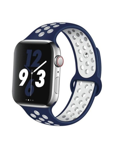 Bracelete SportyStyle para Apple Watch Edition Series 7 - 41mm - Azul Escuro / Branco