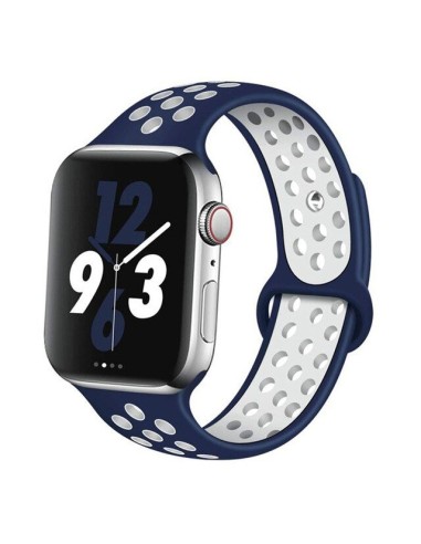 Bracelete SportyStyle para Apple Watch Edition Series 7 - 45mm - Azul Escuro / Branco