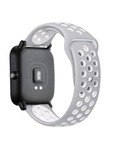 Bracelete SportyStyle para Garmin Fenix 7S - Solar Edition 42mm - Cinza / Branco