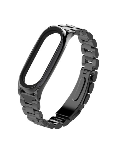 Bracelete Aço Stainless Lux + Ferramenta para Xiaomi Mi Band 5 - Preto