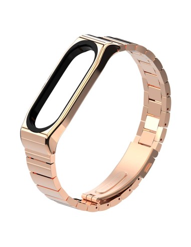 Bracelete Aço Stainless Lux + Ferramenta para Xiaomi Mi Band 6 / Mi Smart Band 6 - Ouro
