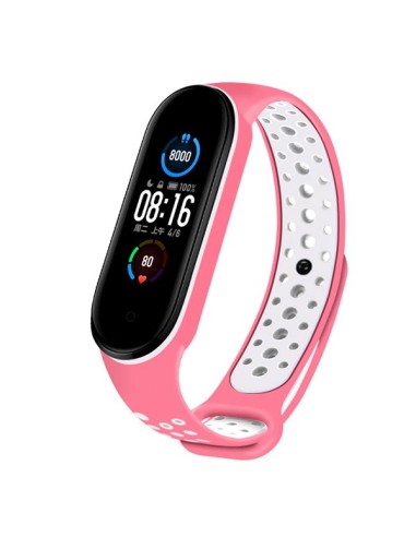 Bracelete SportyStyle para Xiaomi Mi Band 6 / Mi Smart Band 6 - Rosa / Branco