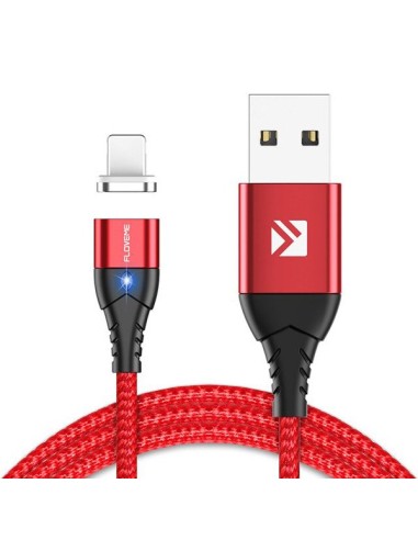 Cabo Magnético Fast Charge Com LED USB - Lightning iPhone - Vermelho