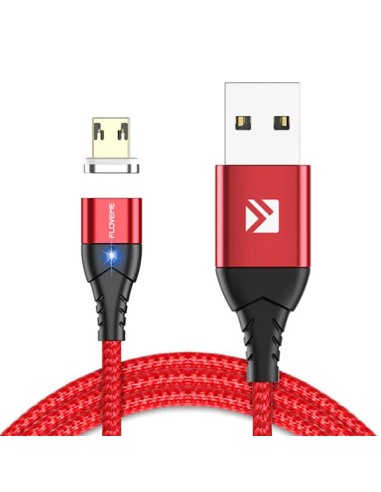 Cabo Magnético Fast Charge Com LED USB para Xiaomi Micro-USB - Vermelho