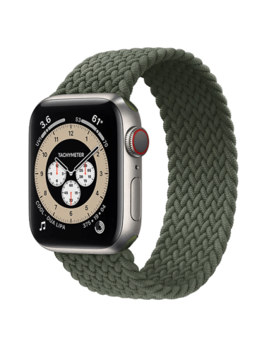 Bracelete Braided Solo NylonSense para Apple Watch Edition Series 7 - 45mm (Pulso:170-182mm) - Verde Escuro