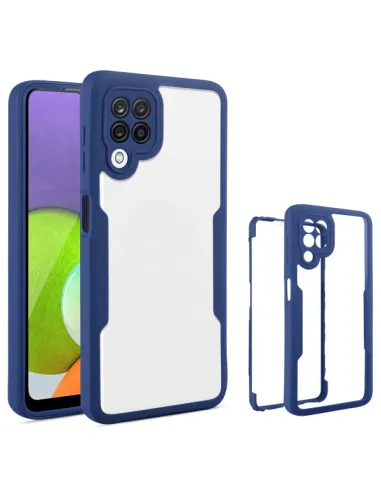 Capa Anti-Crash 360 Protection á Prova de Choque Frente e Verso para Samsung Galaxy A12 - Azul Escuro