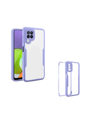 Capa Anti-Crash 360 Protection á Prova de Choque Frente e Verso para Samsung Galaxy A12 - Roxo