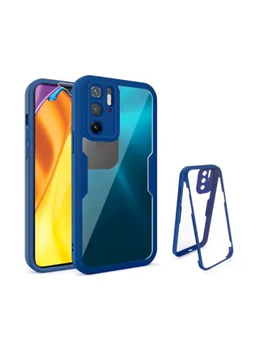 Capa Anti-Crash 360 Protection á Prova de Choque Frente e Verso para Xiaomi Poco X3 - Azul Escuro