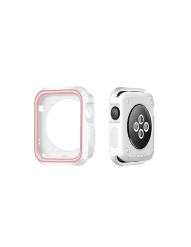 Capa Military  Anti-Impacto DoubleColor para Apple Watch SE (2022) 44mm - Branco / Rosa