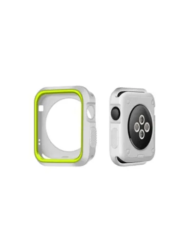 Capa Military  Anti-Impacto DoubleColor para Apple Watch SE (2022) 44mm - Cinza / Verde Fluorescente