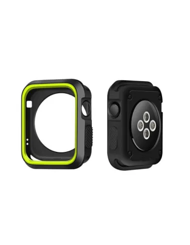 Capa Military  Anti-Impacto DoubleColor para Apple Watch SE (2022) 44mm - Preto / Verde Fluorescente